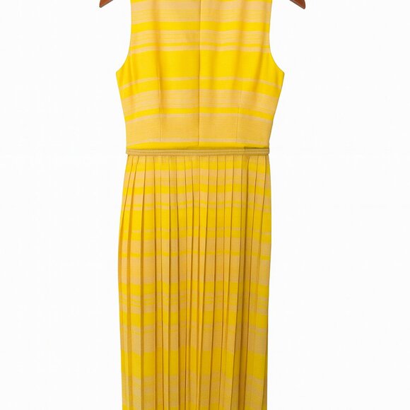 French Connection London Rock Yellow Pleated Maxi Dress – Size 8 - Picture 2 of 9